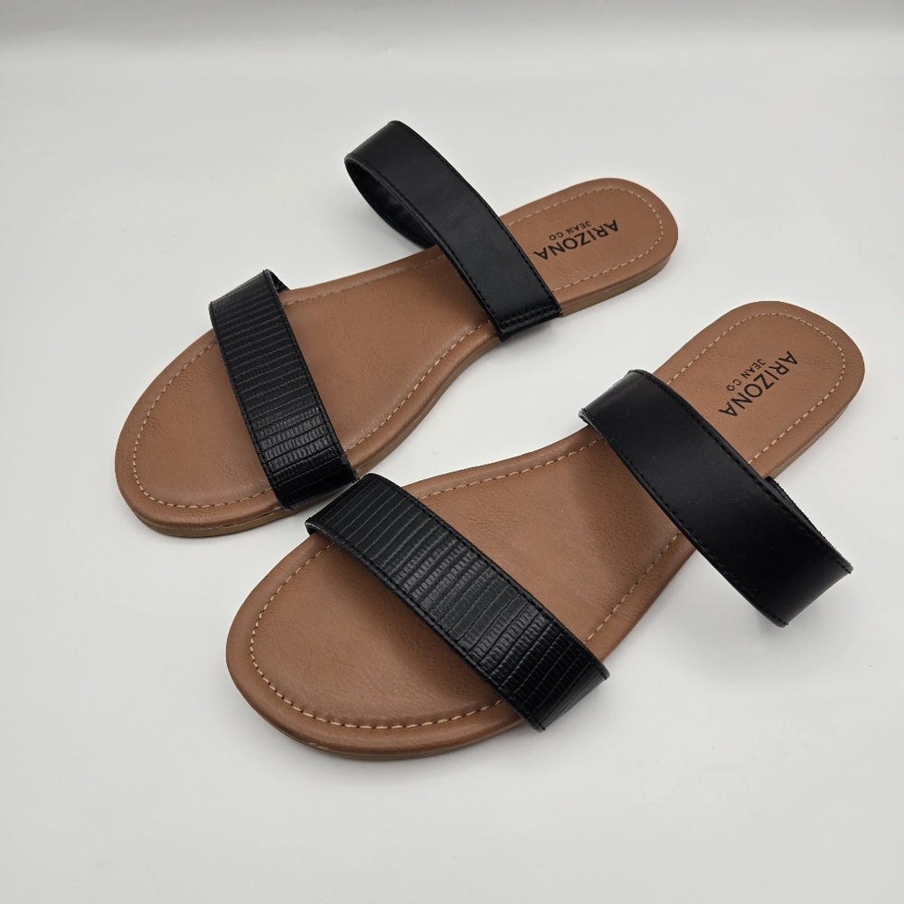 Arizona Gordon Black Strappy Band Slip On Flats Sandals Size 11